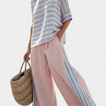 Annika | Elegant Pink-Blue Linen Blouse & Soft Pants
