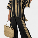 Evanna | Comfortable Oversized Striped Top & Relaxed Linen Pants