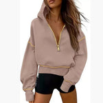 GRETEL™ - Stylish Hooded Sweatshirt with Zipper & Stitching Detail for Cropped Pullover