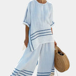 Wynric | Sophisticated Striped Asymmetrical Top & Bold Pants