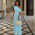 ROSETTA™ - Elegant One Shoulder Evening Maxi Dress