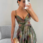 Sydnee | Painted Floral Print V-Neck Maxi Dress