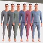 Men's V-neck Fleece Thermal Underwear Set