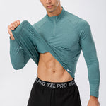 Men's Active Slim-fit Quarter Zip Long Sleeve Outdoor Athletic Performance Pullover