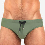 Men's Solid Swimming Briefs Drawstring Bikini
