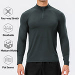 Men's Active Slim-fit Quarter Zip Long Sleeve Outdoor Athletic Performance Pullover