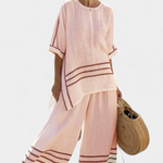 Adelyn | Sophisticated Striped Asymmetrical Top & Bold Pants