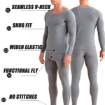 Men's V-neck Fleece Thermal Underwear Set