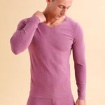 Men's V-neck Fleece Thermal Underwear Set