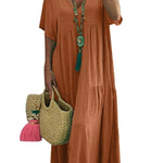 LINNEA™ – Soft Ruffle V-Neck Maxi Dress