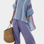Zellora | Elegant Lavender & Sky Blue Top & Linen Pants