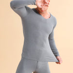 Men's V-neck Fleece Thermal Underwear Set