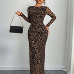 Tatiana | Printed Long-Sleeve Bodycon Maxi