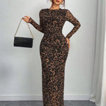 TORINA™ - Comfy Printed Long Sleeve Round Neck Bodycon Maxi Dress