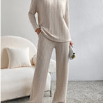 ELMER™ - Casual Long Sleeve V-Neck Top and Pants Set