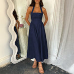MYRNA™ - Vintage Summer Sleeveless Halter Neck A Line Maxi Dress