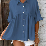 ELLASA™ - Casual Plus Size Ruffle Button-Front Blouse