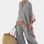Kayleigh | Sophisticated Asymmetrical Blouse & Ethnic Wide-Leg Pants