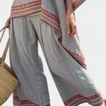 Kayleigh | Sophisticated Asymmetrical Blouse & Ethnic Wide-Leg Pants