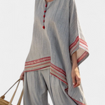 Kayleigh | Sophisticated Asymmetrical Blouse & Ethnic Wide-Leg Pants