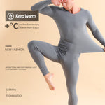 Men's V-neck Fleece Thermal Underwear Set