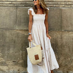 NANCY™ - Chic Retro Plaid Smocked Dress