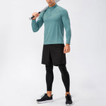 Men's Active Slim-fit Quarter Zip Long Sleeve Outdoor Athletic Performance Pullover
