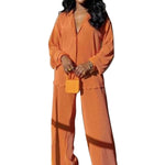CLEO™ – Chic Collared Long Sleeve and Wide-Leg Pant Set