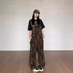 LUNTIAN™ – Vintage Leopard Wide-Leg Overall Jumpsuit
