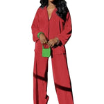 CLEO™ – Chic Collared Long Sleeve and Wide-Leg Pant Set