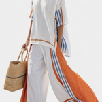 Calliope | Comfortable Wide-Leg Striped Pants & Linen Top
