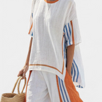 Calliope | Comfortable Wide-Leg Striped Pants & Linen Top
