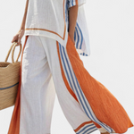 Calliope | Comfortable Wide-Leg Striped Pants & Linen Top