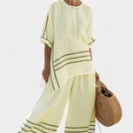 Adelyn | Sophisticated Striped Asymmetrical Top & Bold Pants