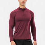 Men's Active Slim-fit Quarter Zip Long Sleeve Outdoor Athletic Performance Pullover