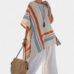 Sacha | Sophisticated Asymmetrical Blouse & Wide-Leg Linen Pants