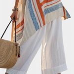 Sacha | Sophisticated Asymmetrical Blouse & Wide-Leg Linen Pants