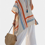 Sacha | Sophisticated Asymmetrical Blouse & Wide-Leg Linen Pants