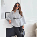 HATTIE™ - Cozy High Neck Buttoned Cape