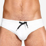 Men's Solid Swimming Briefs Drawstring Bikini