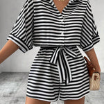 CANDIDA™ – Casual Striped Tie-Front Summer Romper