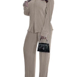 CLEO™ – Chic Collared Long Sleeve and Wide-Leg Pant Set