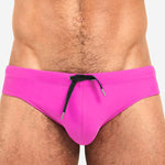 Men's Solid Swimming Briefs Drawstring Bikini