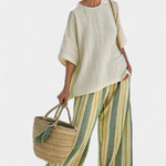 Lilibet | Sophisticated Top & Striped Linen Pants