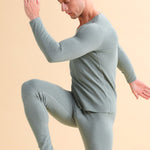 Men's V-neck Fleece Thermal Underwear Set