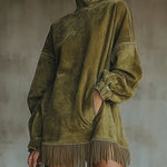 Amelia | Cozy Suede Fringe Dress