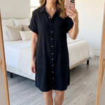 Oakley | Button Up Pocket Mini Shirt Dress