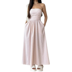 ZELDA™ – Striped Strapless Pocket Maxi Dress