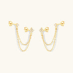 Radiant Crystal Dual Chain Stud