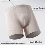2 Pack Men's Anti-Chafing Modal No-Ride-Up & Roll-Free Design Boxer Briefs